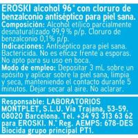 Alcohol 96º EROSKI, botella 250 ml